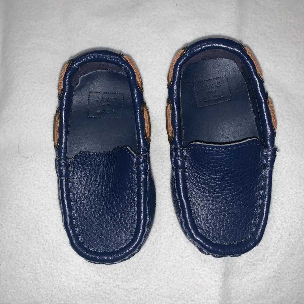 Leather Janie and Jack Blue driver shoes